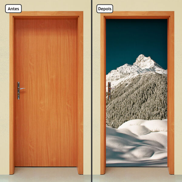 Adesivo Decorativo De Porta -  Montanha - Neve - 980cnpt