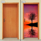 Adesivo Decorativo De Porta - Anoitecer - Árvore - Mar - 016c