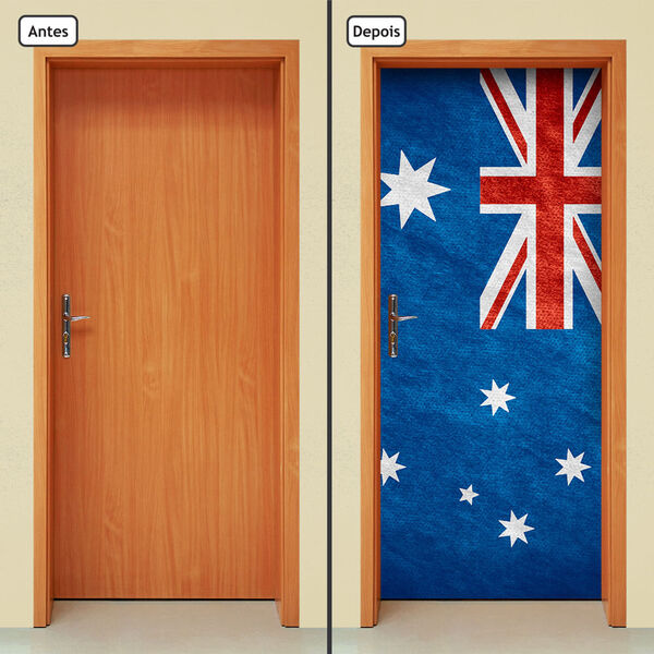 Adesivo Decorativo De Porta - Bandeira Austrália - 608cnpt
