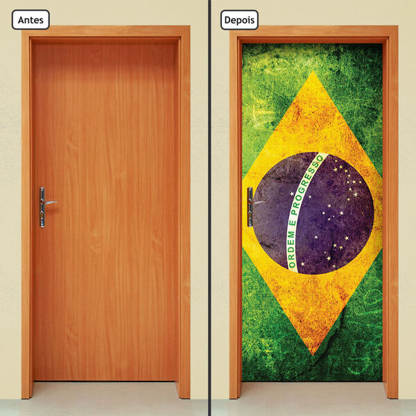 Adesivo Decorativo De Porta - Bandeira Brasil - 169cnpt