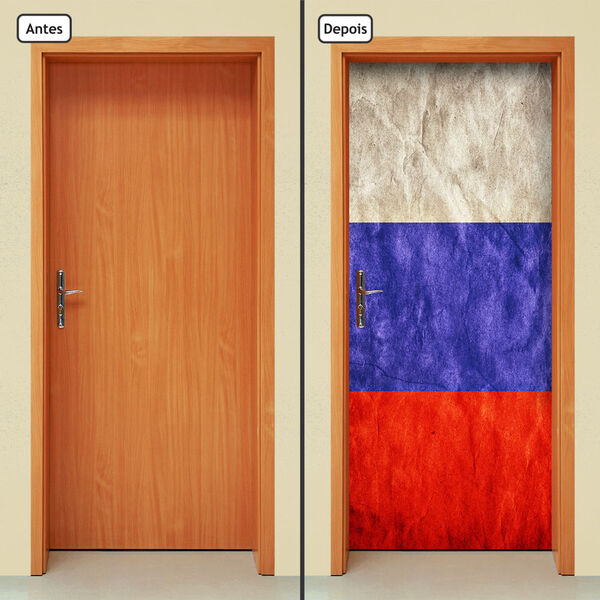 Adesivo Decorativo De Porta - Bandeira Rússia - 195cnpt