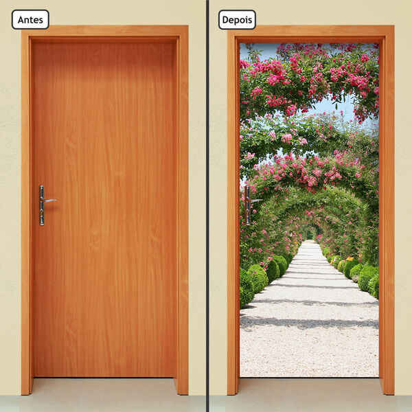 Adesivo Decorativo De Porta - Caminho - Flores - 1558cnpt