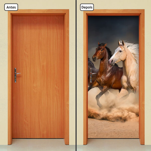 Adesivo Decorativo De Porta - Cavalos - 1164cnpt