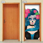 Adesivo Decorativo De Porta - Caveira Mexicana - Mulher - 525
