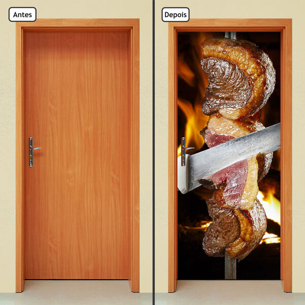 Adesivo Decorativo De Porta - Churrasco - Carne - 996cnpt