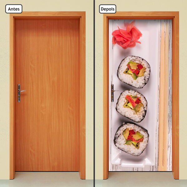 Adesivo Decorativo De Porta - Comida Japonesa - 851cnpt