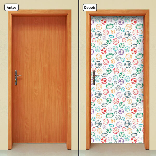 Adesivo Decorativo De Porta - Esportes - Bolas - 718cnpt