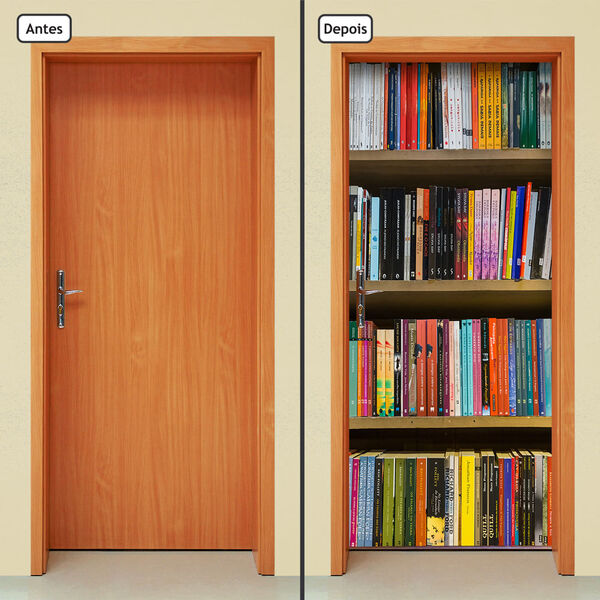 Adesivo Decorativo De Porta - Estante Livros - 1556cnpt