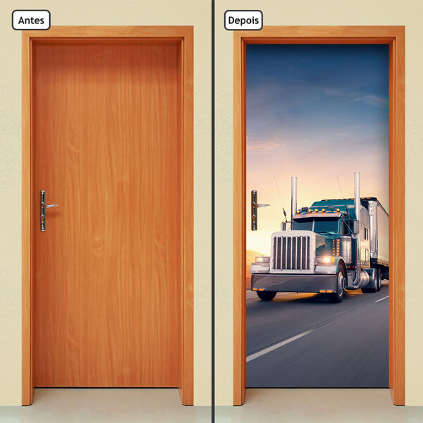 Adesivo Decorativo De Porta - Estrada - Caminhão - 1941cnpt