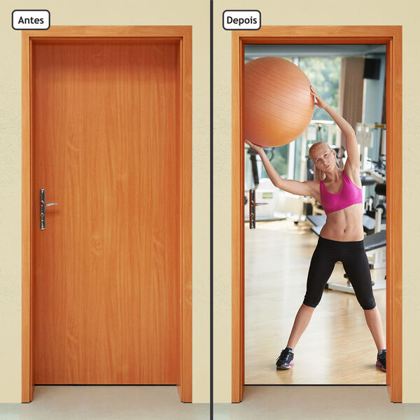 Adesivo Decorativo De Porta - Fitness - Pilates - 870cnpt
