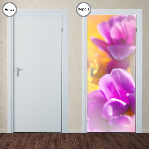 Adesivo Decorativo De Porta - Flores - 130pt