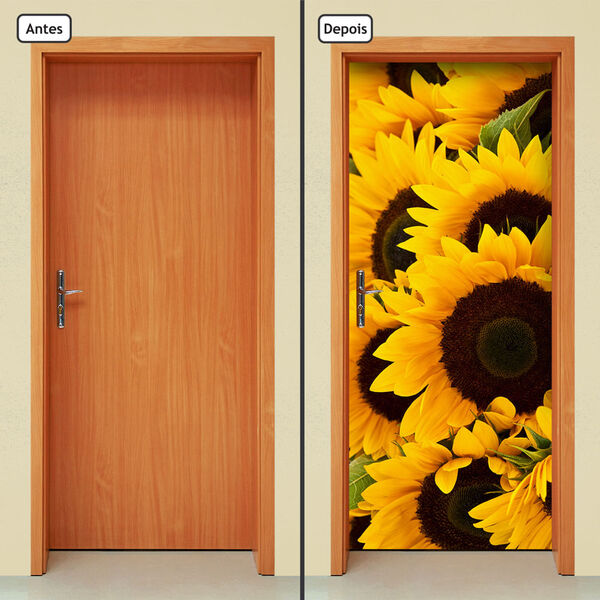 Adesivo Decorativo De Porta - Flores - Girassol - 054cnpt