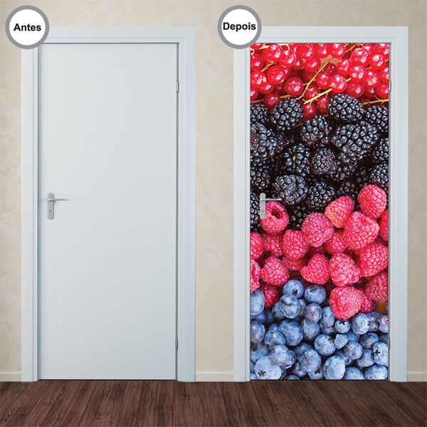 Adesivo Decorativo De Porta - Frutas Vermelhas - 307pt