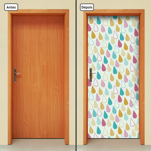 Adesivo Decorativo De Porta - Gotas - Infantil - 1445cnpt