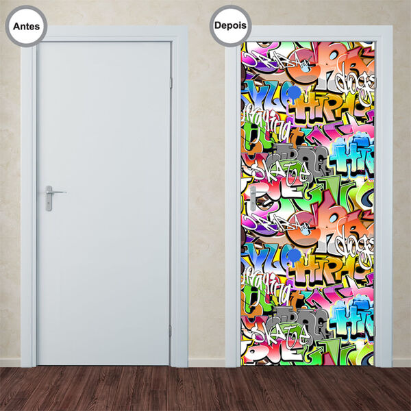 Adesivo Decorativo De Porta - Grafite - 046pt