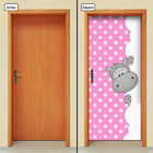 Adesivo Decorativo De Porta - Hipopótamo - Rosa - 1933cnpt
