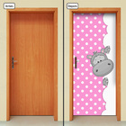 Adesivo Decorativo De Porta - Hipopótamo - Rosa - 1933cnpt