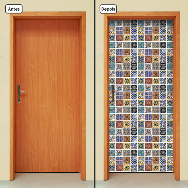 Adesivo Decorativo De Porta - Ladrilho Hidráulico - 027cnpt