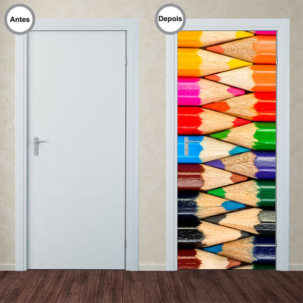 Adesivo Decorativo De Porta - Lápis De Cor - 004pt