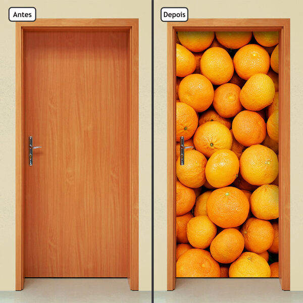 Adesivo Decorativo De Porta - Laranja - Frutas - 075cnpt