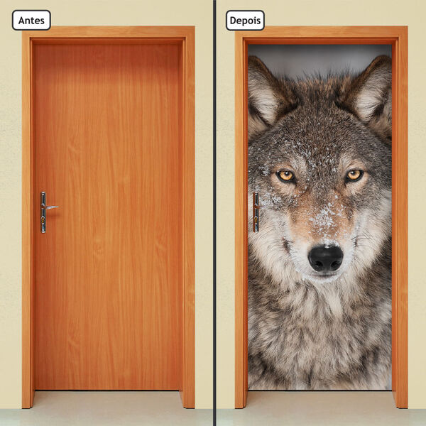 Adesivo Decorativo De Porta - Lobo - 353cnpt