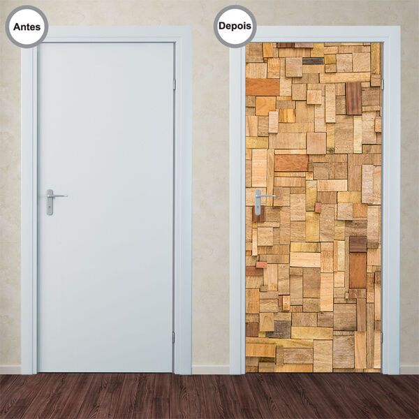 Adesivo Decorativo De Porta - Madeiras - 124pt