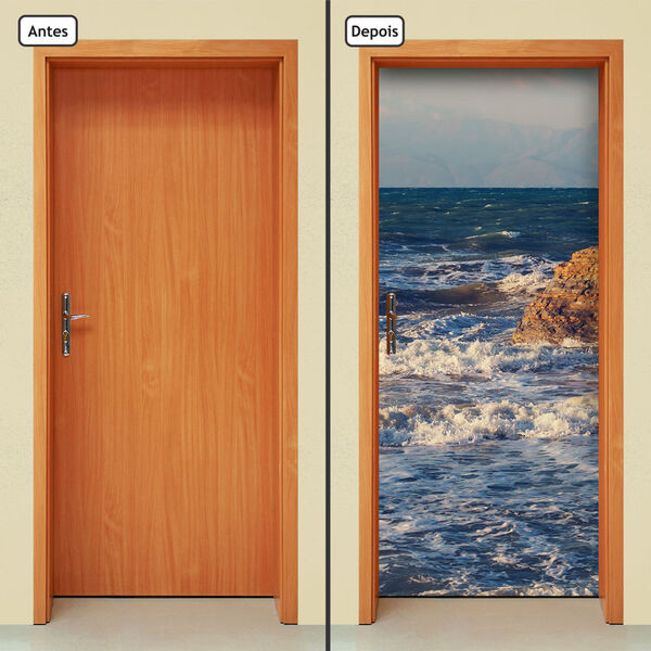 Adesivo Decorativo De Porta - Mar - Ondas - 500cnpt