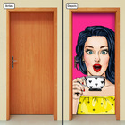 Adesivo Decorativo De Porta - Pin-up - Café - 1950cnpt
