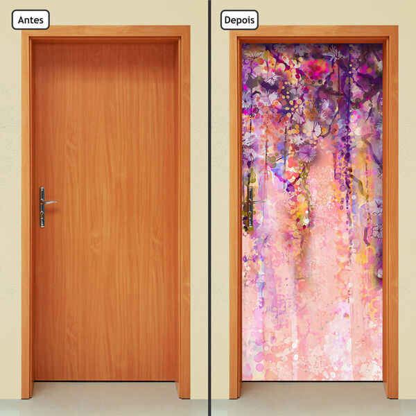 Adesivo Decorativo De Porta - Pintura - Flores - 1012cnpt