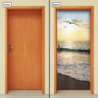 Adesivo Decorativo De Porta - Pôr Do Sol - Praia - 1960cnpt