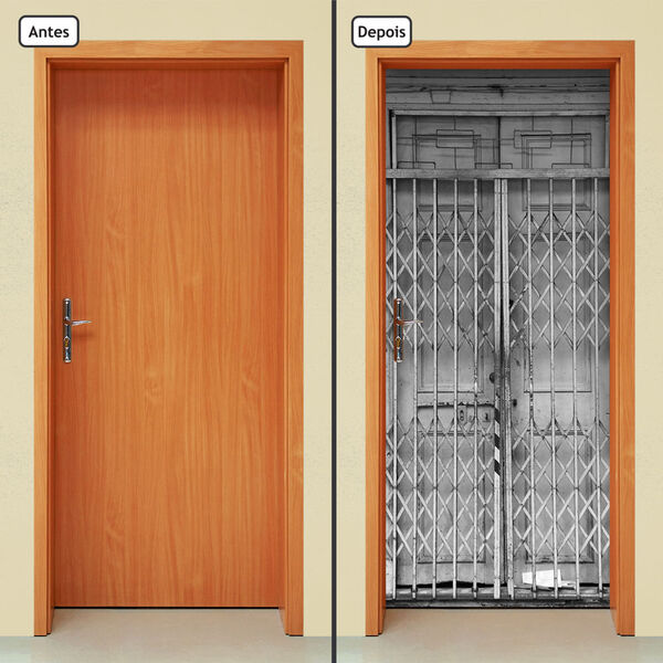 Adesivo Decorativo De Porta - Porta De Ferro - 630cnpt
