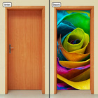 Adesivo Decorativo De Porta - Rosa Colorida - 1059cnpt