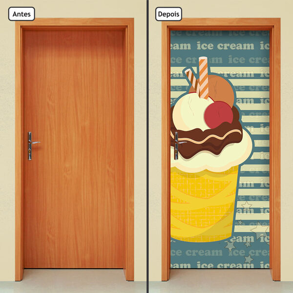 Adesivo Decorativo De Porta - Sorvete - 1653cnpt