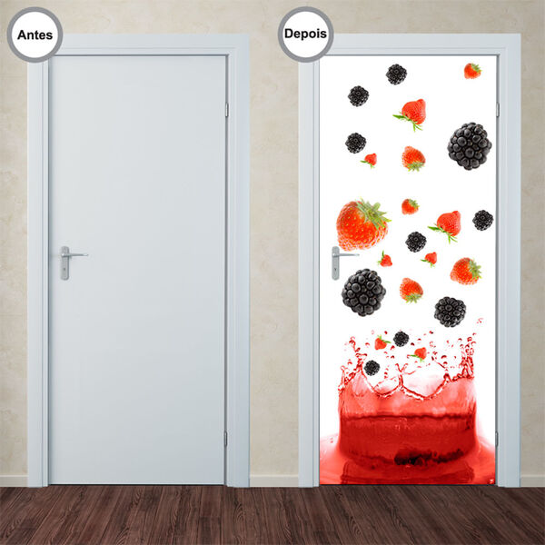 Adesivo Decorativo De Porta - Suco De Frutas - 113pt