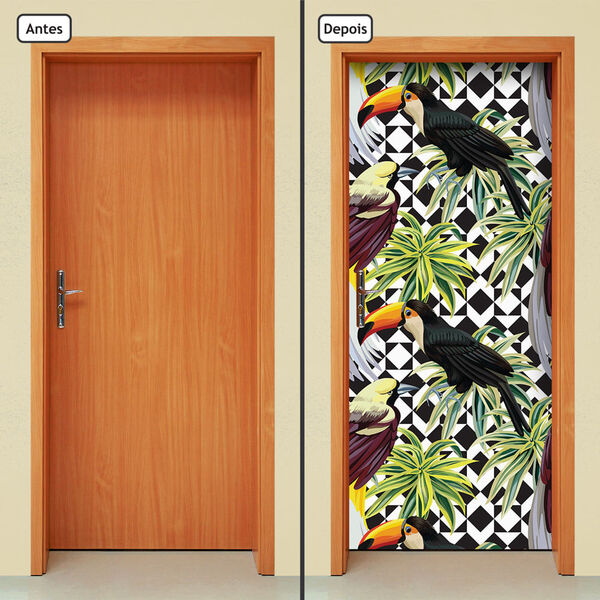 Adesivo Decorativo De Porta - Tucanos - 1702cnpt