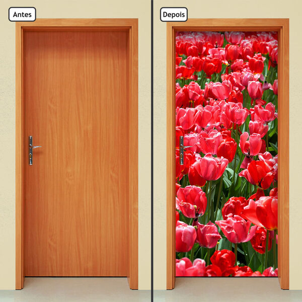 Adesivo Decorativo De Porta - Tulipas - Flores - 395cnpt