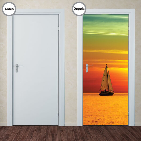Adesivo Decorativo De Porta - Veleiro - 290pt