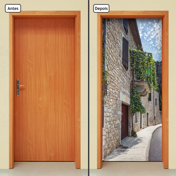 Adesivo Decorativo De Porta - Vilarejo - 1597cnpt