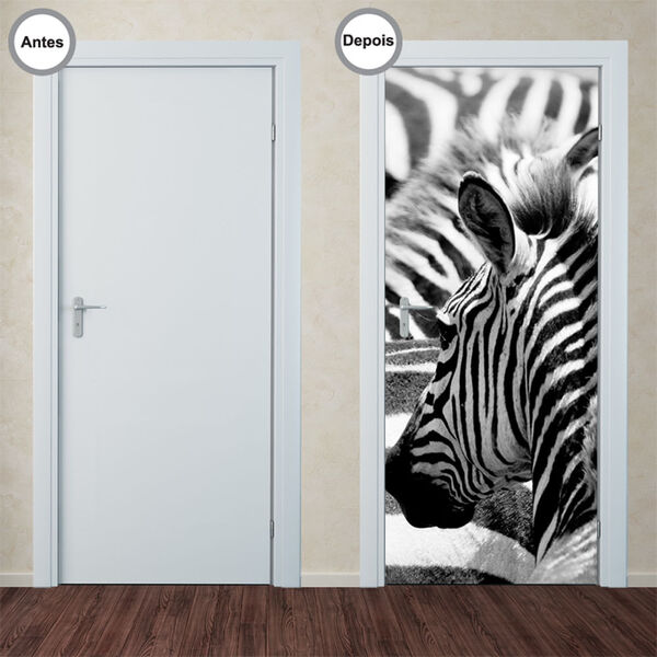 Adesivo Decorativo De Porta - Zebras - 014pt