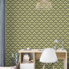 Adesivo Decorativo Geométrico Preto E Amarelo Rolo 3m Sala