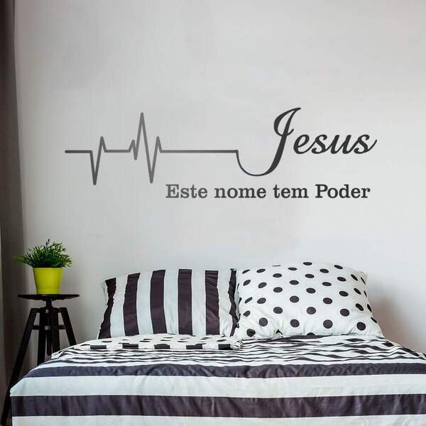 Adesivo Decorativo Jesus Este Nome Tem Poder-m 20x68cm