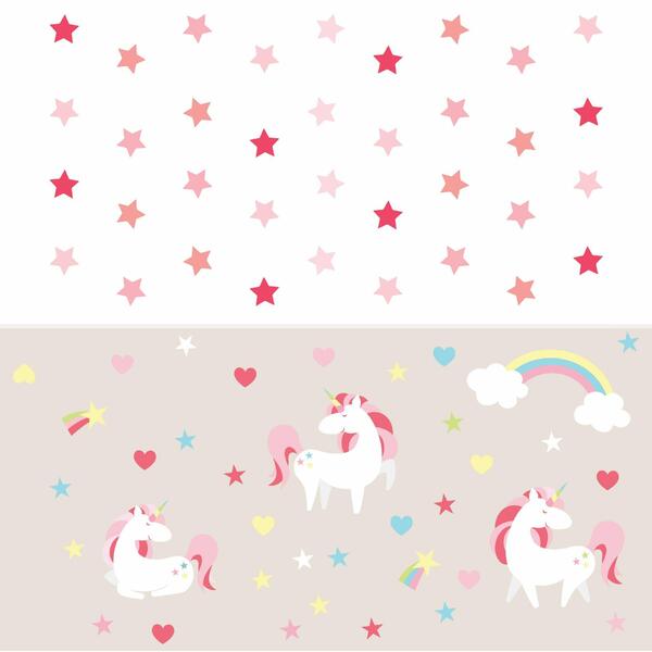 Adesivo Infantil Unicornio Magico E Estrelas Kit Decoração