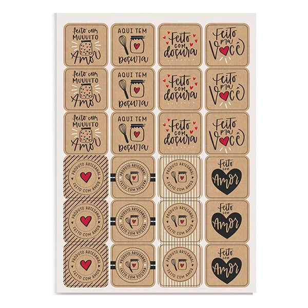 Adesivo Kraft Doçura Com 48 Adesivos Cromus
