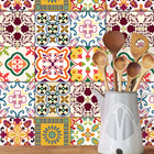 Adesivo Lavável Azulejo Em Tons De Vermelhos Português Para C