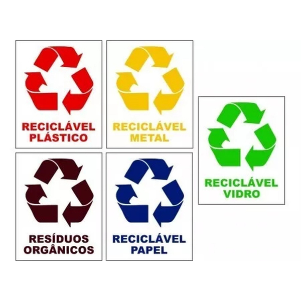 Adesivo Lixo Reciclável E Orgânico 5 Kit Etiqueta Adesivas