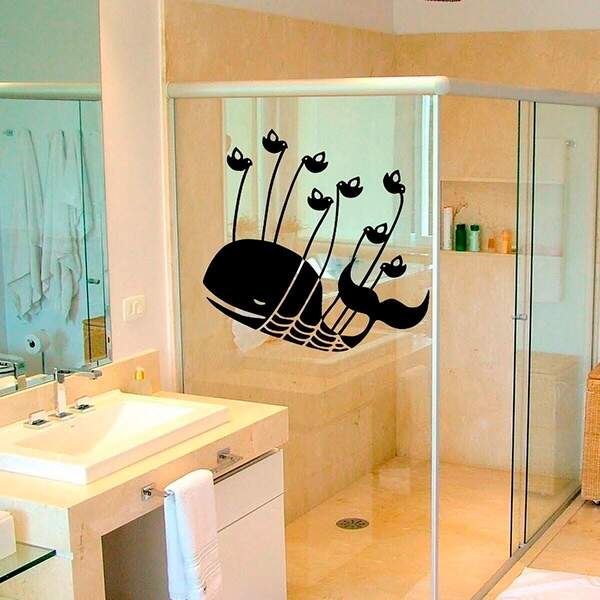 Adesivo Para Box De Banheiro Baleia-p 25x26cm