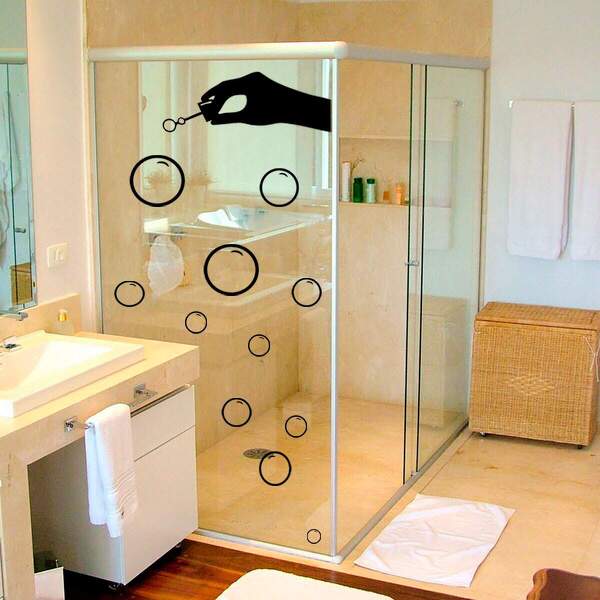 Adesivo Para Box De Banheiro Bolhinhas De Sabão-m 50cmx50cm