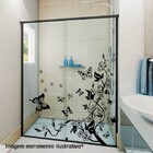 Adesivo Para Box De Banheiro Floral E Borboleta Adesivo Box F