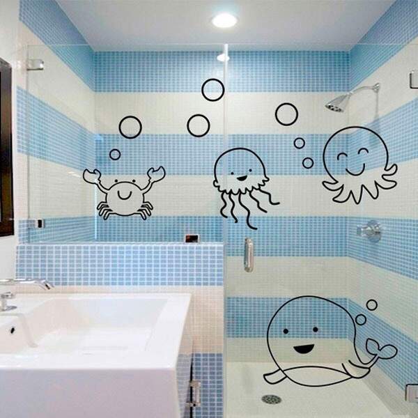 Adesivo Para Box De Banheiro Fundo Do Mar 1-gi 150x100cm