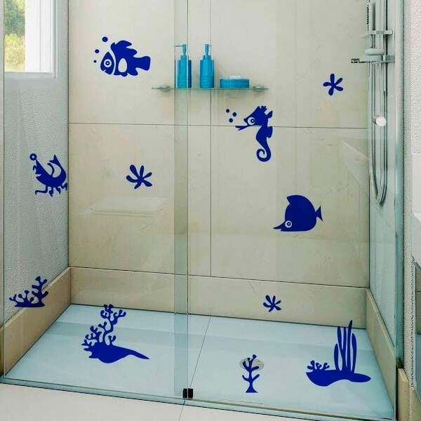 Adesivo Para Box De Banheiro Fundo Do Mar 2-g 50x80cm